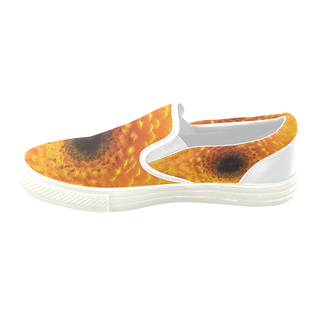 Yellow Flower Tangle FX Women's Unusual Slip-on Canvas Shoes (Model 019)