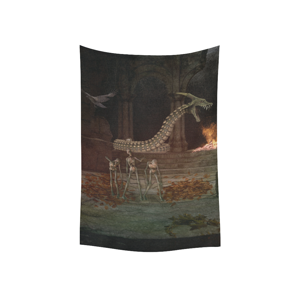 Dragon meet his Zombie Friends Cotton Linen Wall Tapestry 40"x 60"