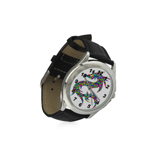 Abstract Triangle Dragon Women's Classic Leather Strap Watch(Model 203)