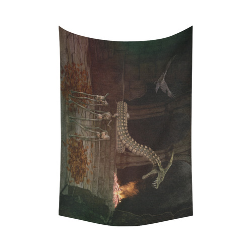 Dragon meet his Zombie Friends Cotton Linen Wall Tapestry 90"x 60"