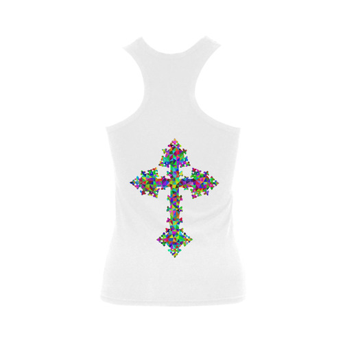 Abstract Triangle Cross White Women's Shoulder-Free Tank Top (Model T35)