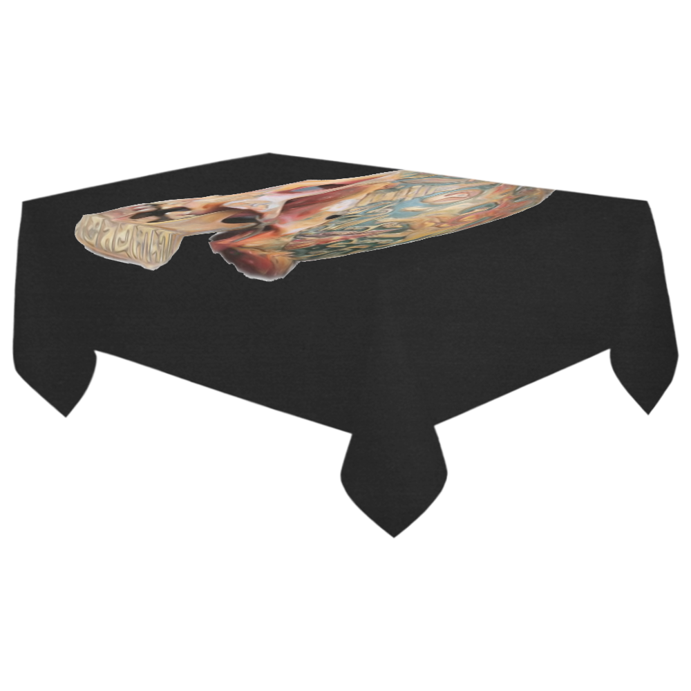 Colored Human Skull Cotton Linen Tablecloth 60"x 104"