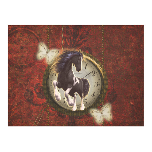 Wonderful horse on a clock Cotton Linen Tablecloth 52"x 70"