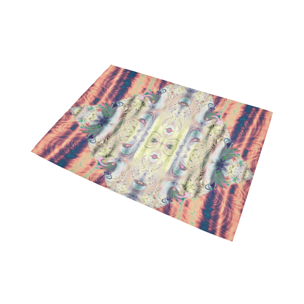 Copper Pastel Menagerie Fractal Abstract Area Rug7'x5'