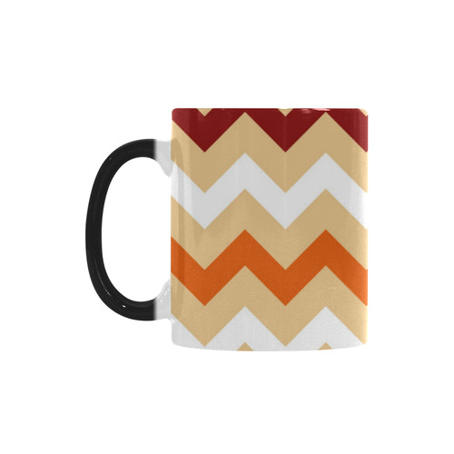 Cute designers zig-zag Mug : design edition in beige, orange and dark red for modern Living Rooms Custom Morphing Mug