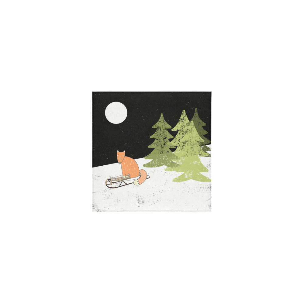 Fox wild animal cute forest winter - Watercolor illustration Square Towel 13“x13”