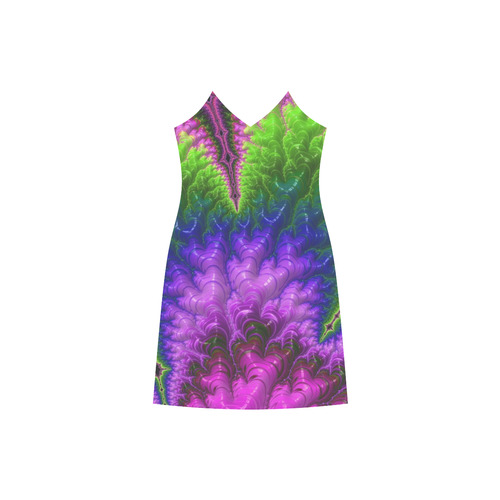 amazing special fractal 25C V-Neck Open Fork Long Dress(Model D18)