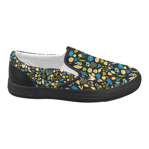 Cute Watercolor Floral Pattern Women's Slip-on Canvas Shoes (Model 019)