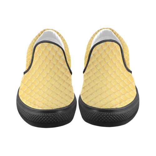 Gleaming Golden Plate Women's Unusual Slip-on Canvas Shoes (Model 019)