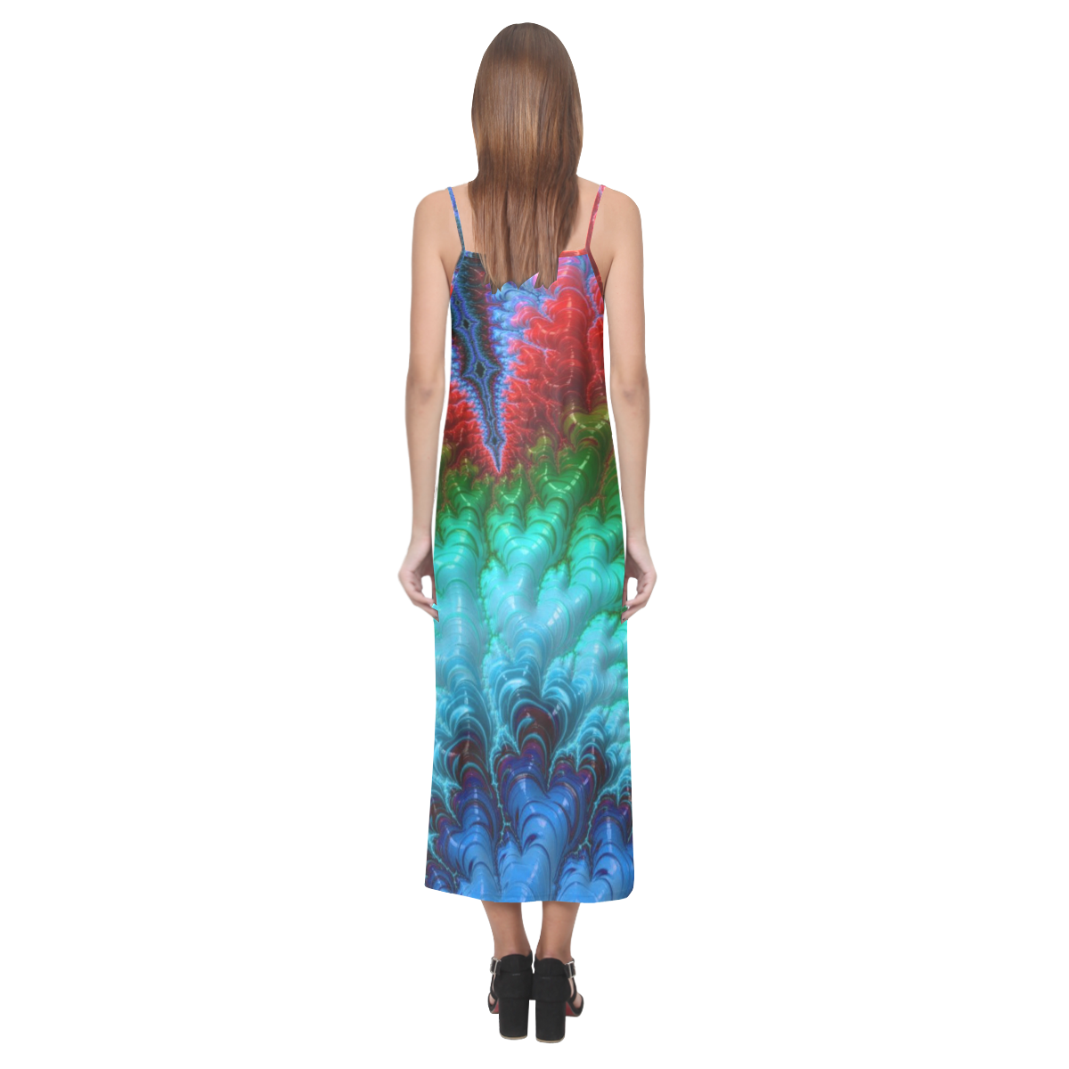 amazing special fractal 25B V-Neck Open Fork Long Dress(Model D18)