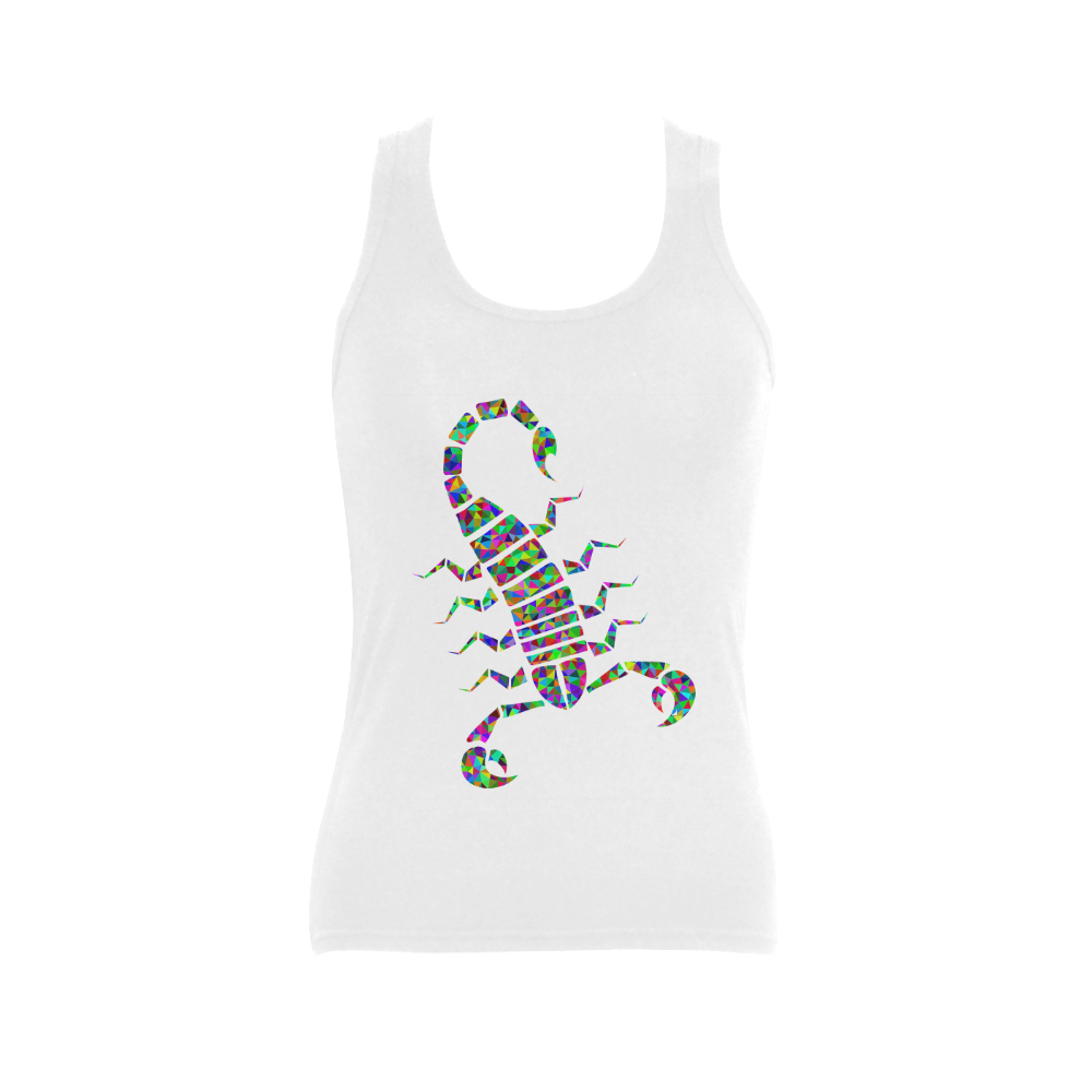 Abstract Triangle Scorpion White Women's Shoulder-Free Tank Top (Model T35)