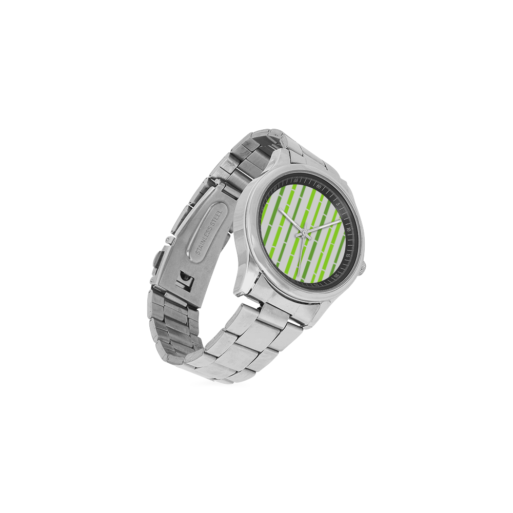 Designers elegant jungle Bamboo Watches : wild green jungle - inspired design Men's Stainless Steel Watch(Model 104)
