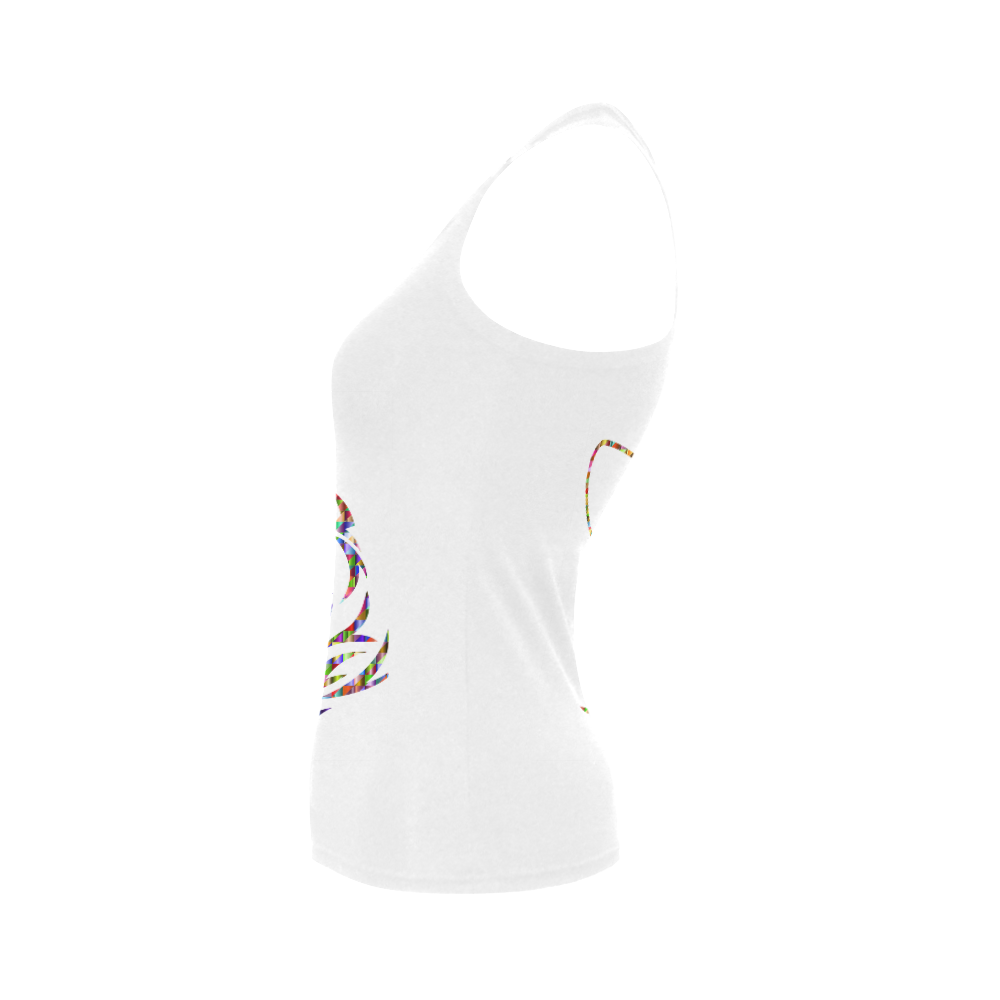 Abstract Triangle Cat White Women's Shoulder-Free Tank Top (Model T35)