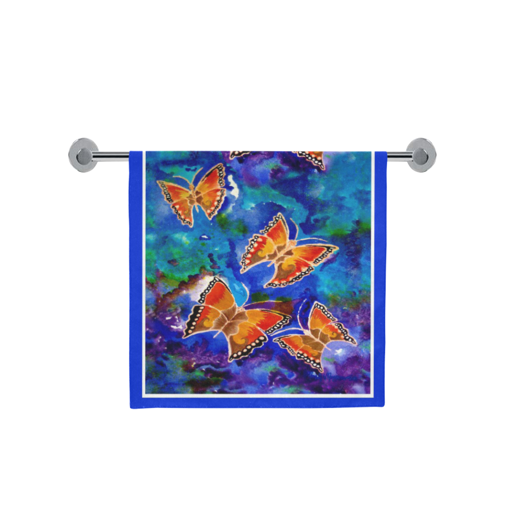 Wax Relief Butterflies Blue Trim Bath Towel 30"x56"