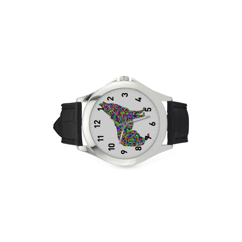 Abstract Triangle Wolf Women's Classic Leather Strap Watch(Model 203)