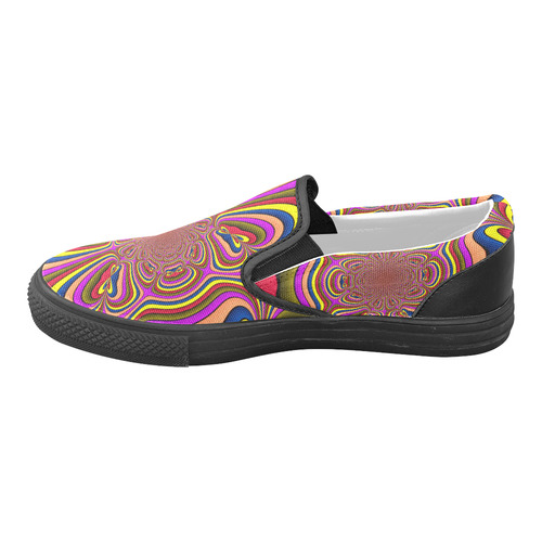 Yellow Lilac Abstract Flower Women's Unusual Slip-on Canvas Shoes (Model 019)