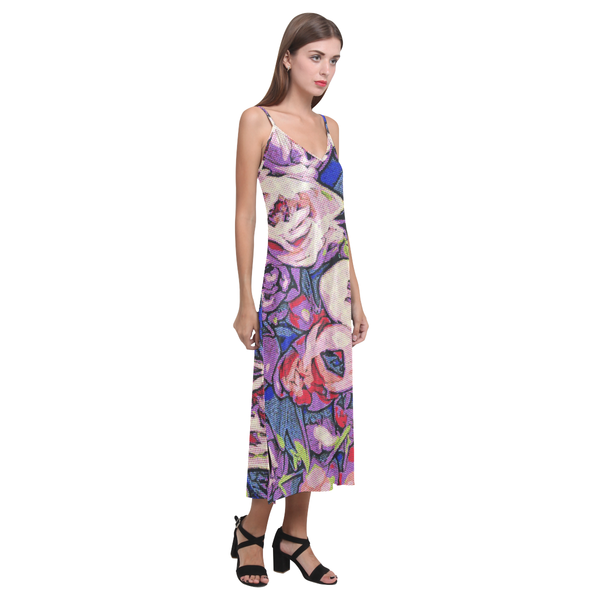 Floral Art Studio 28216Z V-Neck Open Fork Long Dress(Model D18)