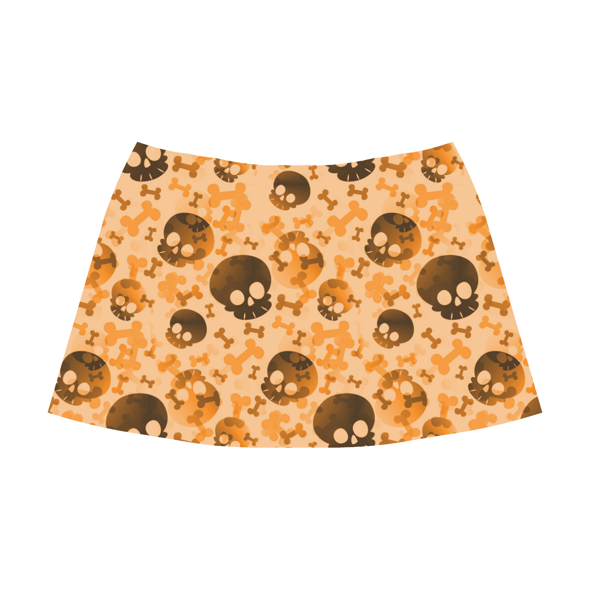Halloween Skulls Orange Pattern Mnemosyne Women's Crepe Skirt (Model D16)