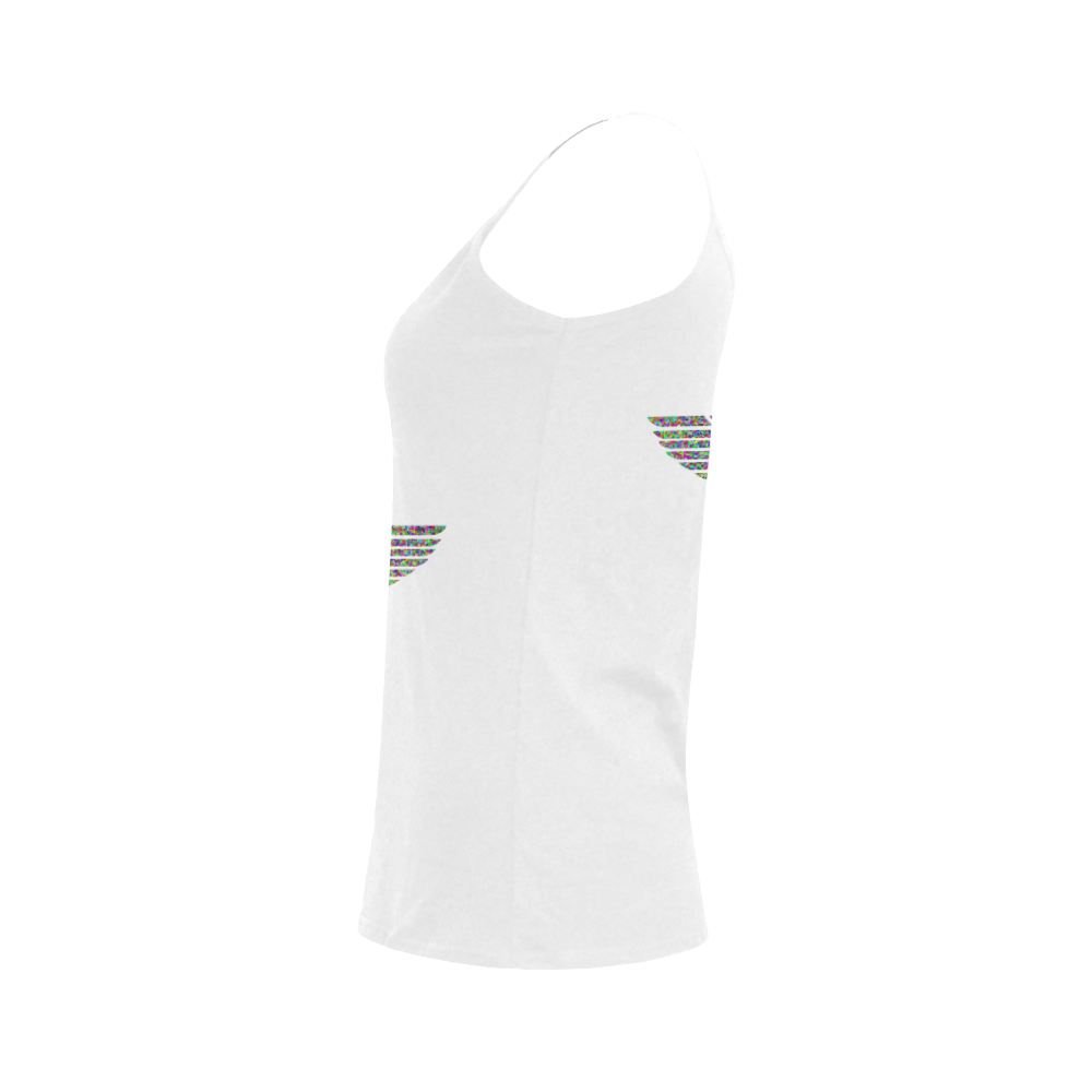 Abstract Triangle Eagle Wings White Women's Spaghetti Top (USA Size) (Model T34)