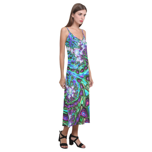 more colors in life fractal 24A V-Neck Open Fork Long Dress(Model D18)