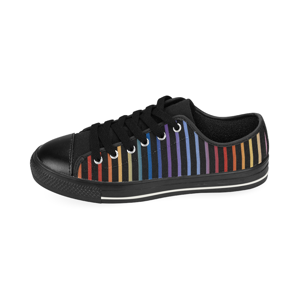 Narrow Flat Stripes Pattern Colored Canvas Women's Shoes/Large Size (Model 018)