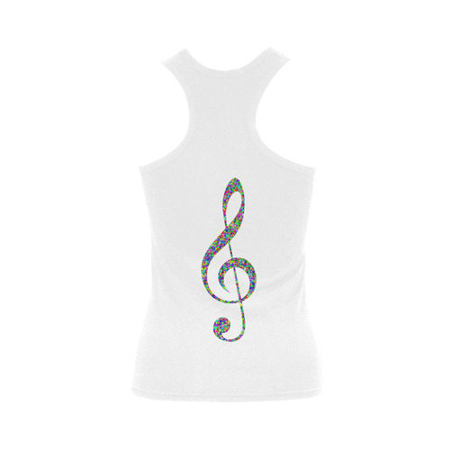 Abstract Triangle Music Note White Women's Shoulder-Free Tank Top (Model T35)