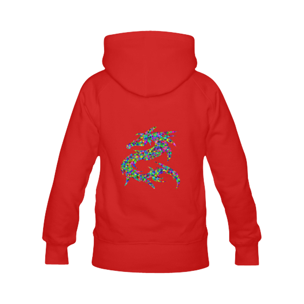 Abstract Triangle Dragon Red Women's Classic Hoodies (Model H07)