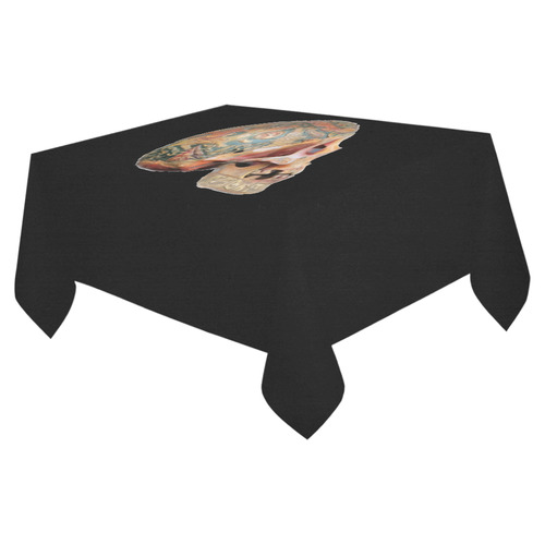 Colored Human Skull Cotton Linen Tablecloth 52"x 70"