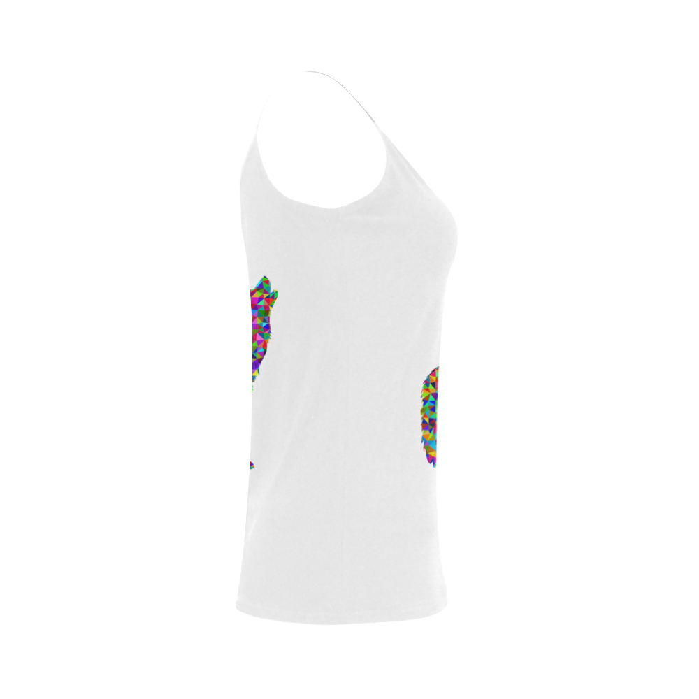 Abstract Triangle Wolf White Women's Spaghetti Top (USA Size) (Model T34)
