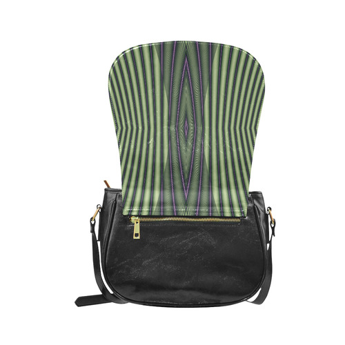 Green and Yellow Bamboo Stems Fractal Classic Saddle Bag/Large (Model 1648)