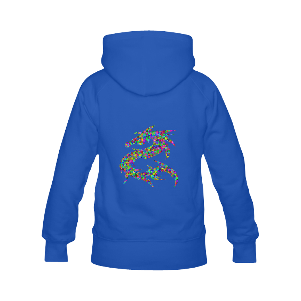 Abstract Triangle Dragon Blue Women's Classic Hoodies (Model H07)