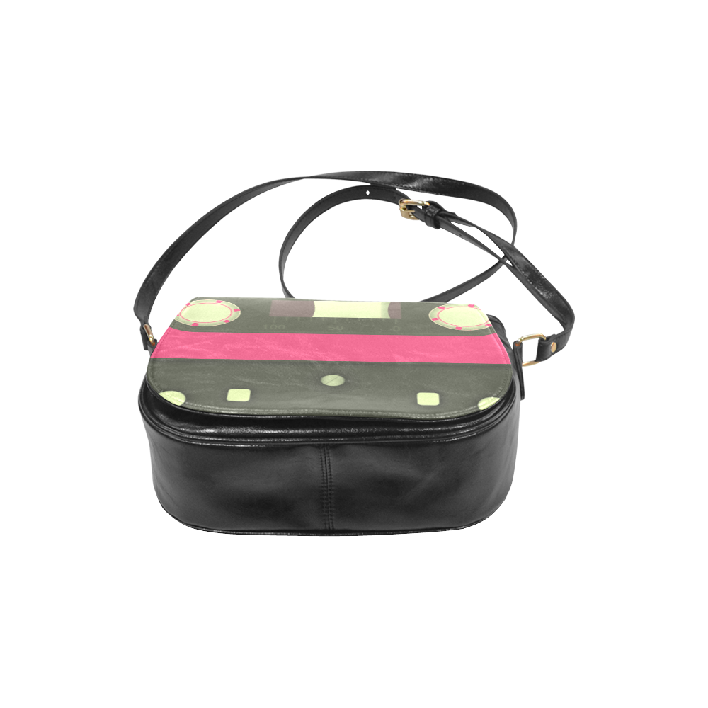 Pink Cassette Tape Classic Saddle Bag/Large (Model 1648)