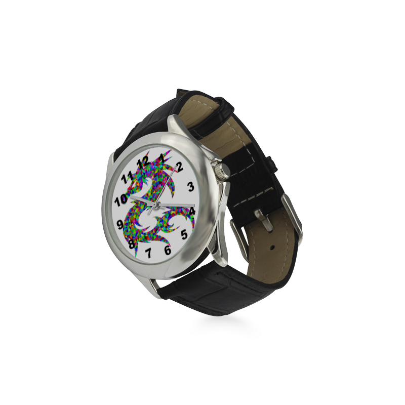 Abstract Triangle Dragon Women's Classic Leather Strap Watch(Model 203)
