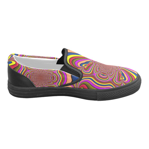 Yellow Lilac Abstract Flower Men's Slip-on Canvas Shoes (Model 019)