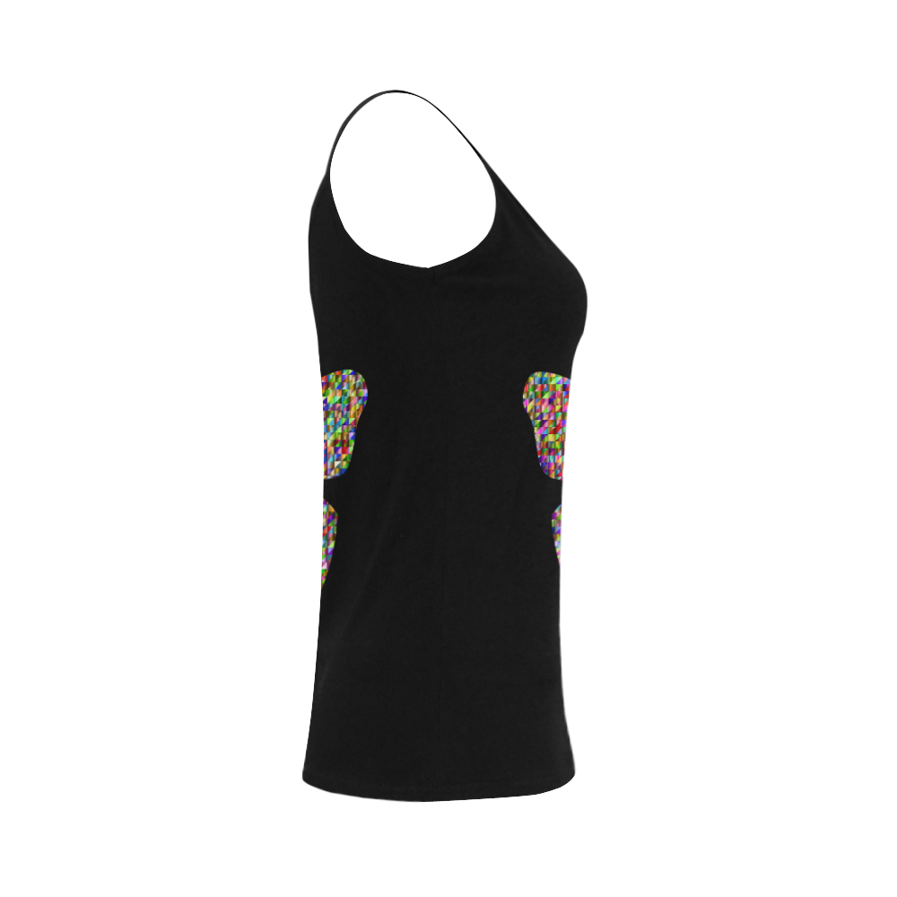 Abstract Triangle Butterfly Black Women's Spaghetti Top (USA Size) (Model T34)