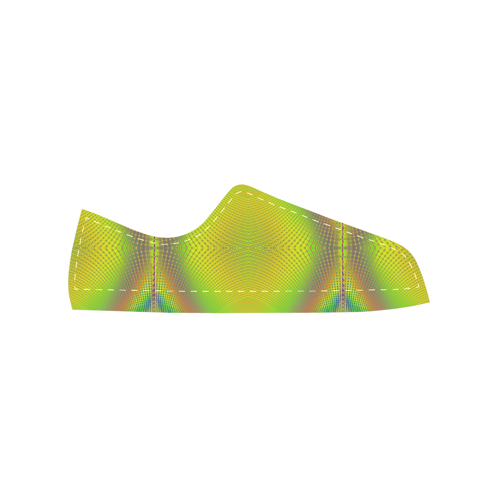 Yellow & Green Up Up And Away Fractal Abstract Men's Classic Canvas Shoes (Model 018)