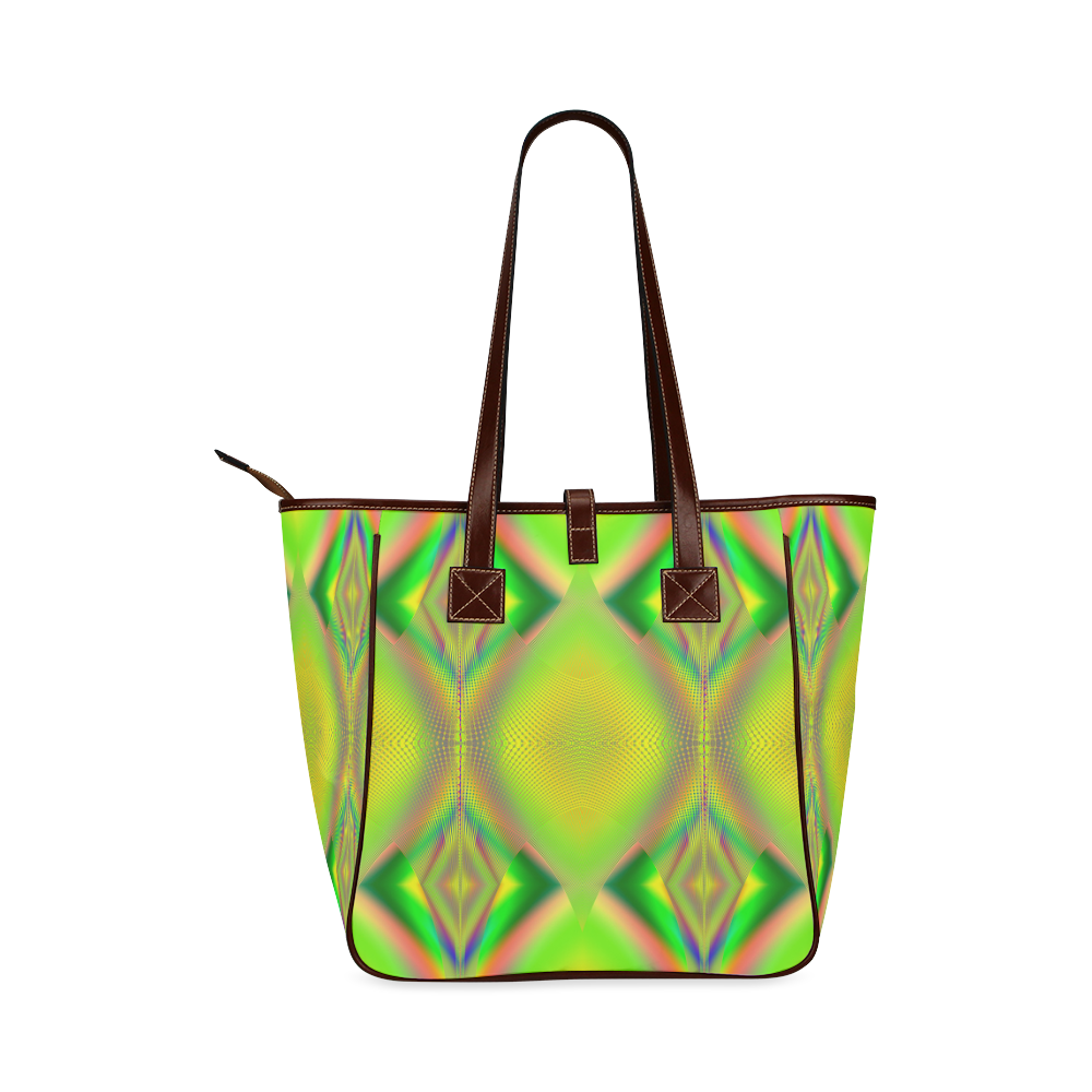 Yellow & Green Up Up And Away Fractal Abstract Classic Tote Bag (Model 1644)