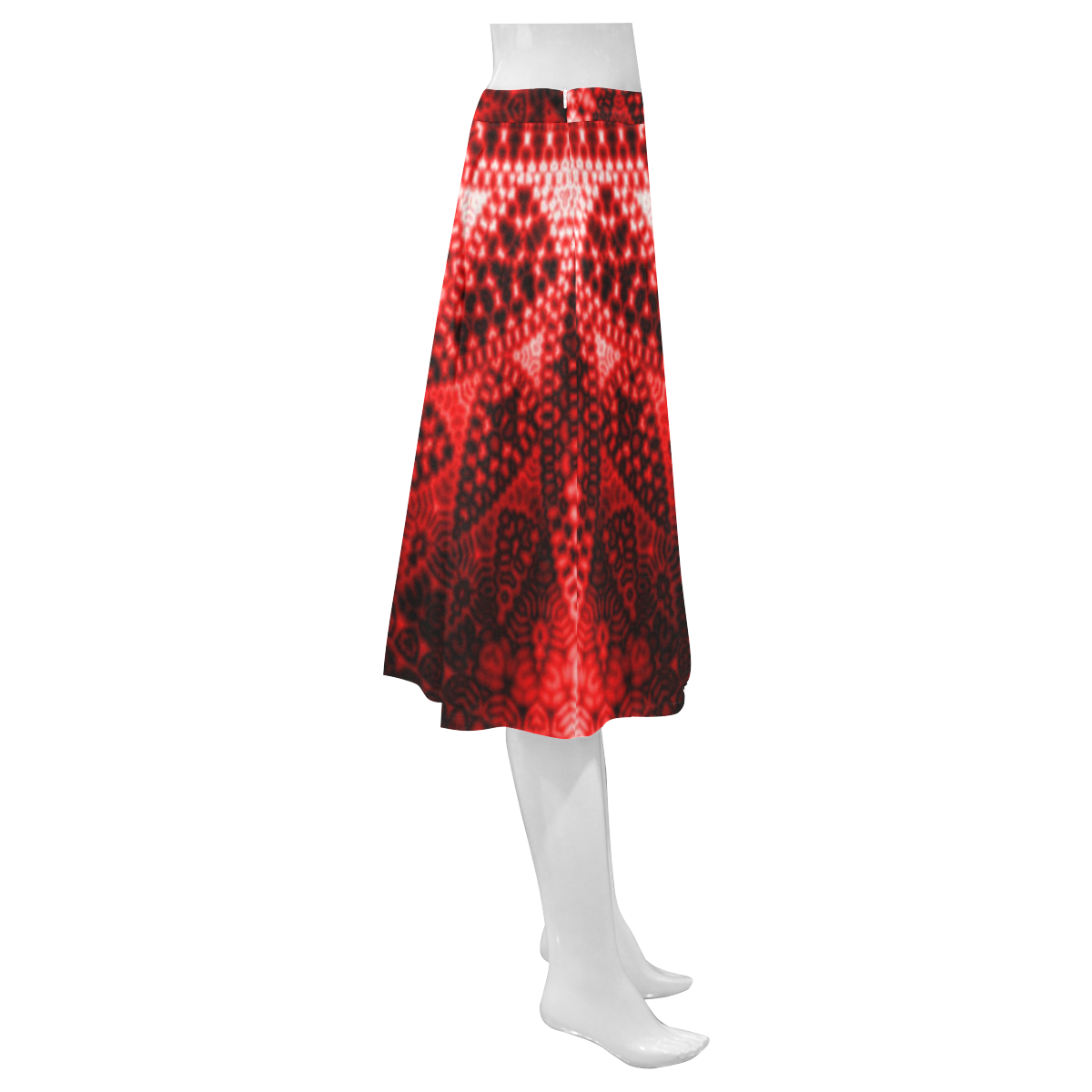 Red Lace Fractal Mnemosyne Women's Crepe Skirt (Model D16)