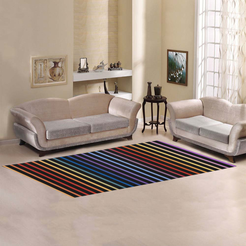 Narrow Flat Stripes Pattern Colored Area Rug 9'6''x3'3''