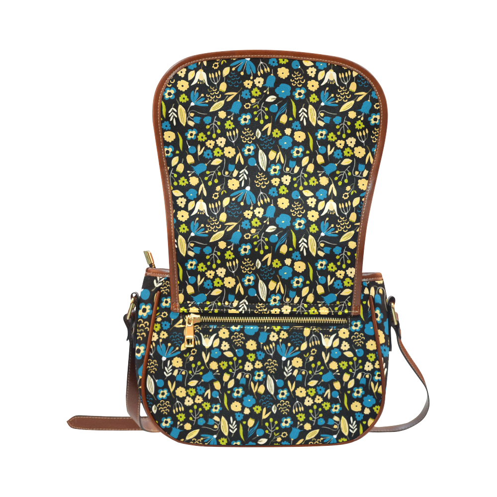 Cute Watercolor Floral Pattern Saddle Bag/Small (Model 1649) Full Customization