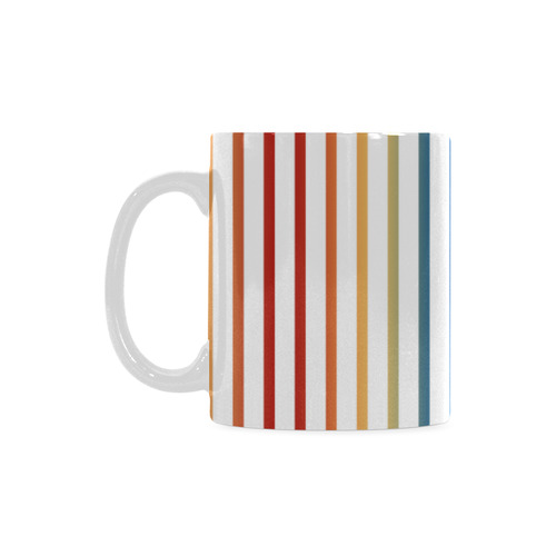 Narrow Flat Stripes Pattern Colored White Mug(11OZ)