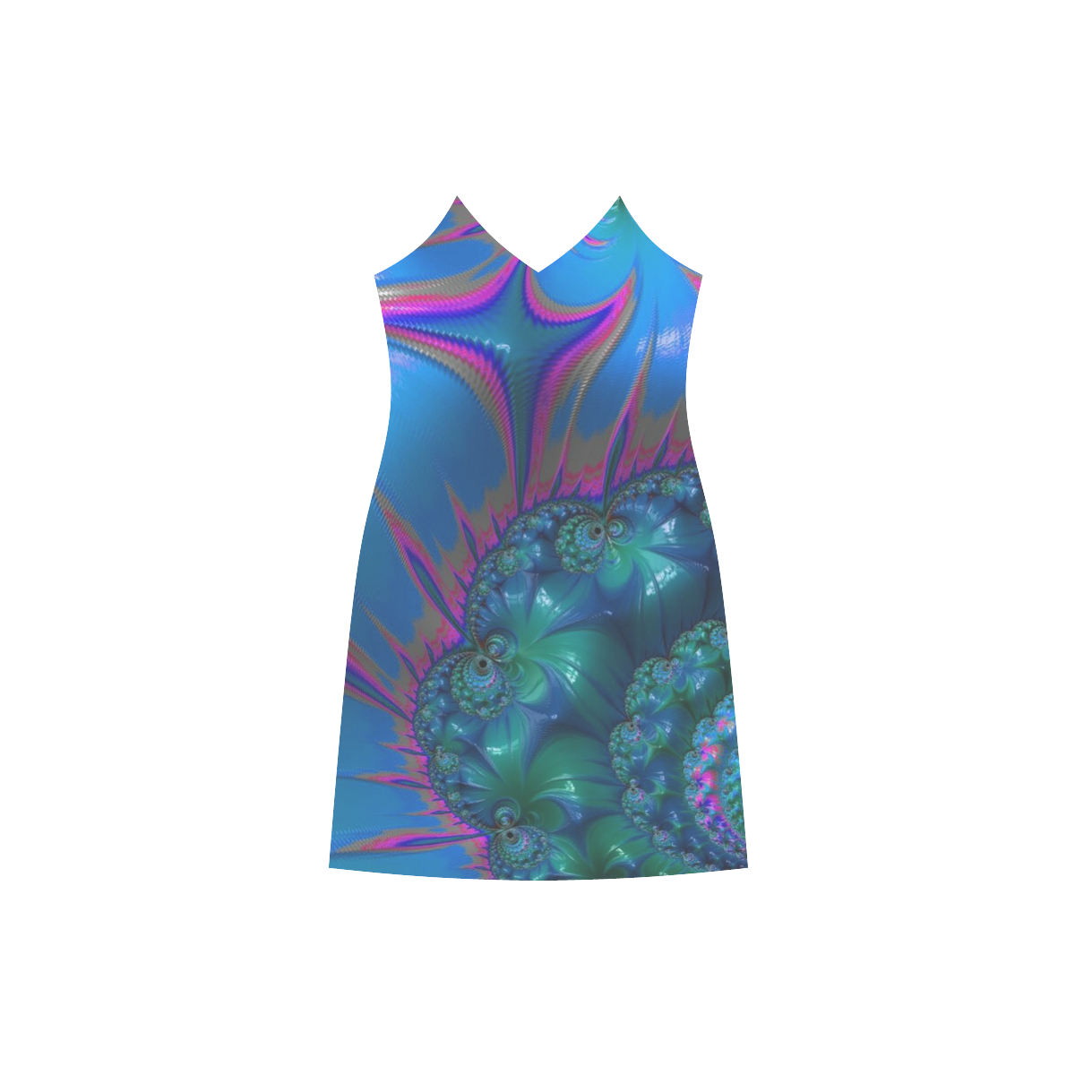 amazing special fractal 24C V-Neck Open Fork Long Dress(Model D18)