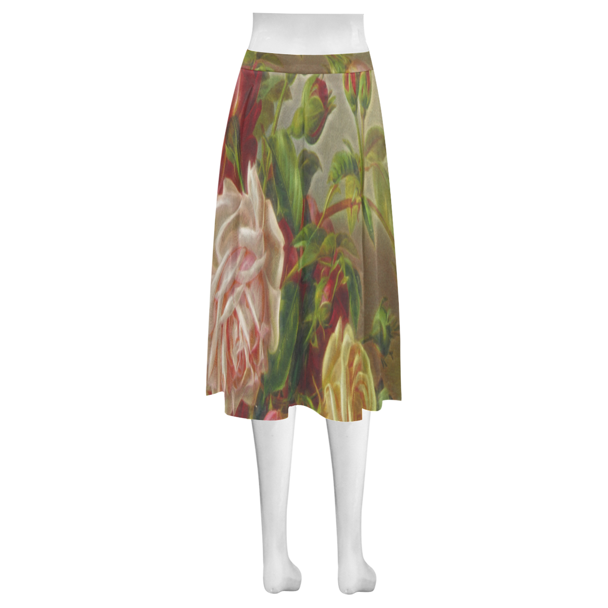 Vintage Roses Mnemosyne Women's Crepe Skirt (Model D16)