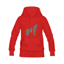 Abstract Triangle Wolf Red Women's Classic Hoodies (Model H07)