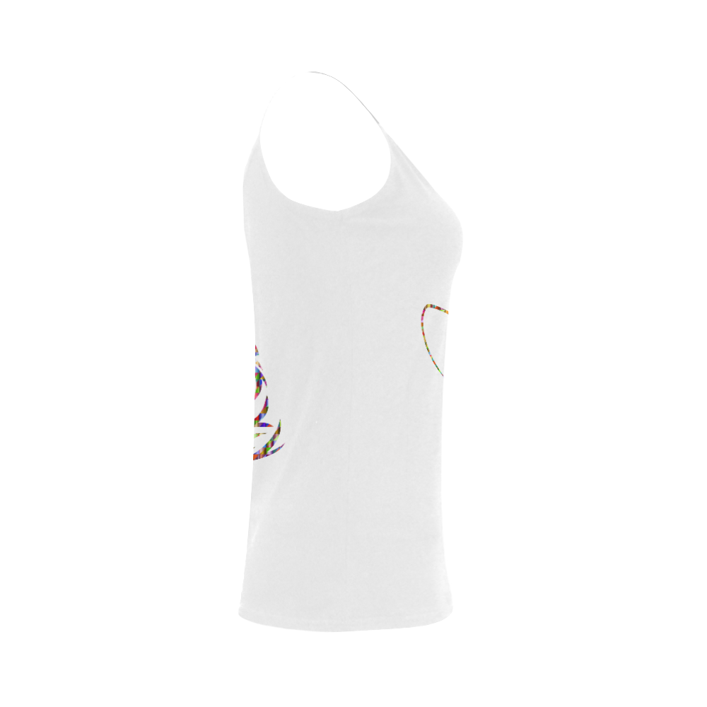 Abstract Triangle Cat White Women's Spaghetti Top (USA Size) (Model T34)