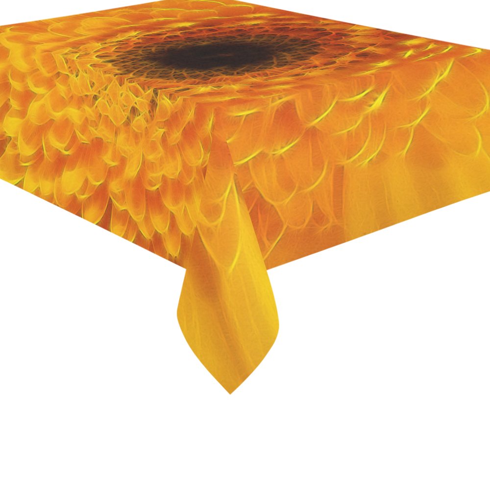 Yellow Flower Tangle FX Cotton Linen Tablecloth 60"x 84"