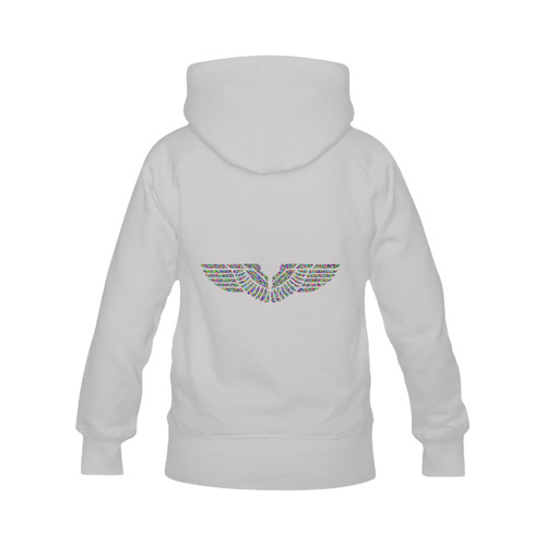 Abstract Triangle Eagle Wings Grey Women's Classic Hoodies (Model H07)