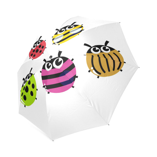 Vintage BEEs- Inspired umbrella with soft white and cute hand-drawn characters Foldable Umbrella (Model U01)