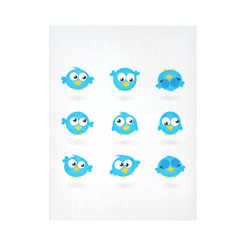 BLUE cute Birds - original designers Wall art in designers quality / perfect original Gift Cotton Linen Wall Tapestry 60"x 80"