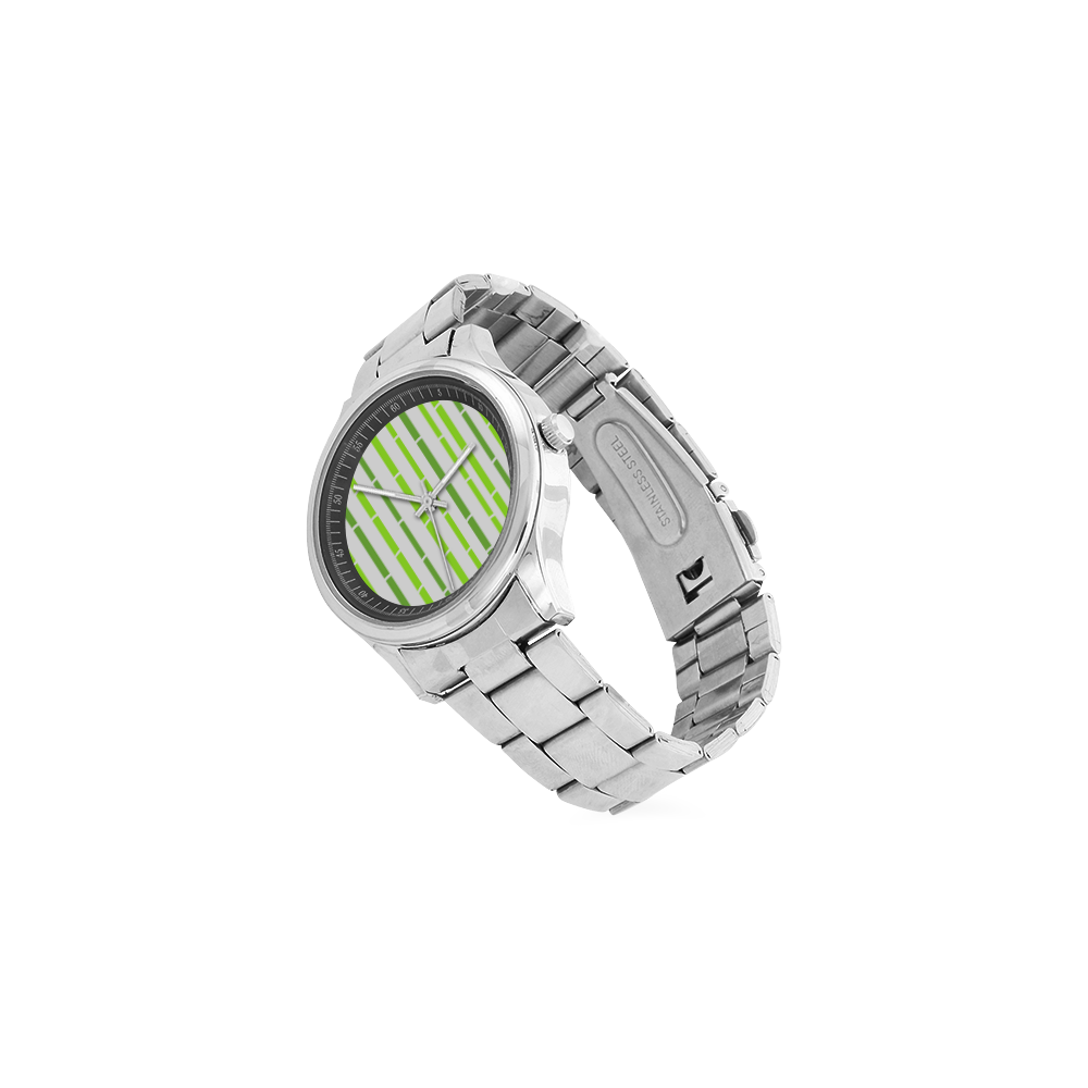 Designers elegant jungle Bamboo Watches : wild green jungle - inspired design Men's Stainless Steel Watch(Model 104)